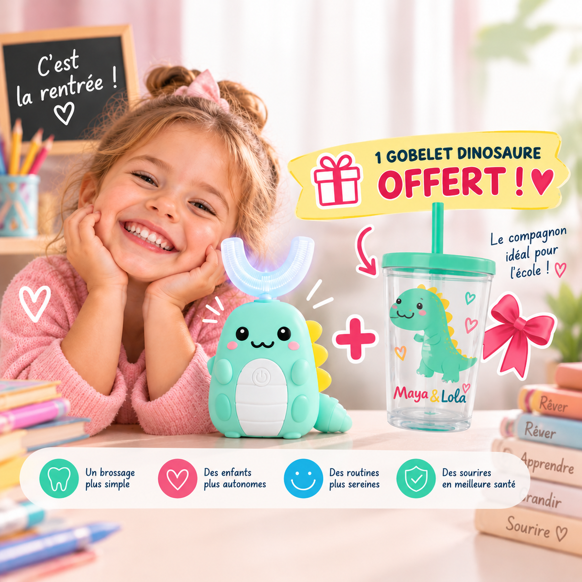 Brosse à Dents Électrique en U Enfant – Le Brossage Devient un Jeu™
